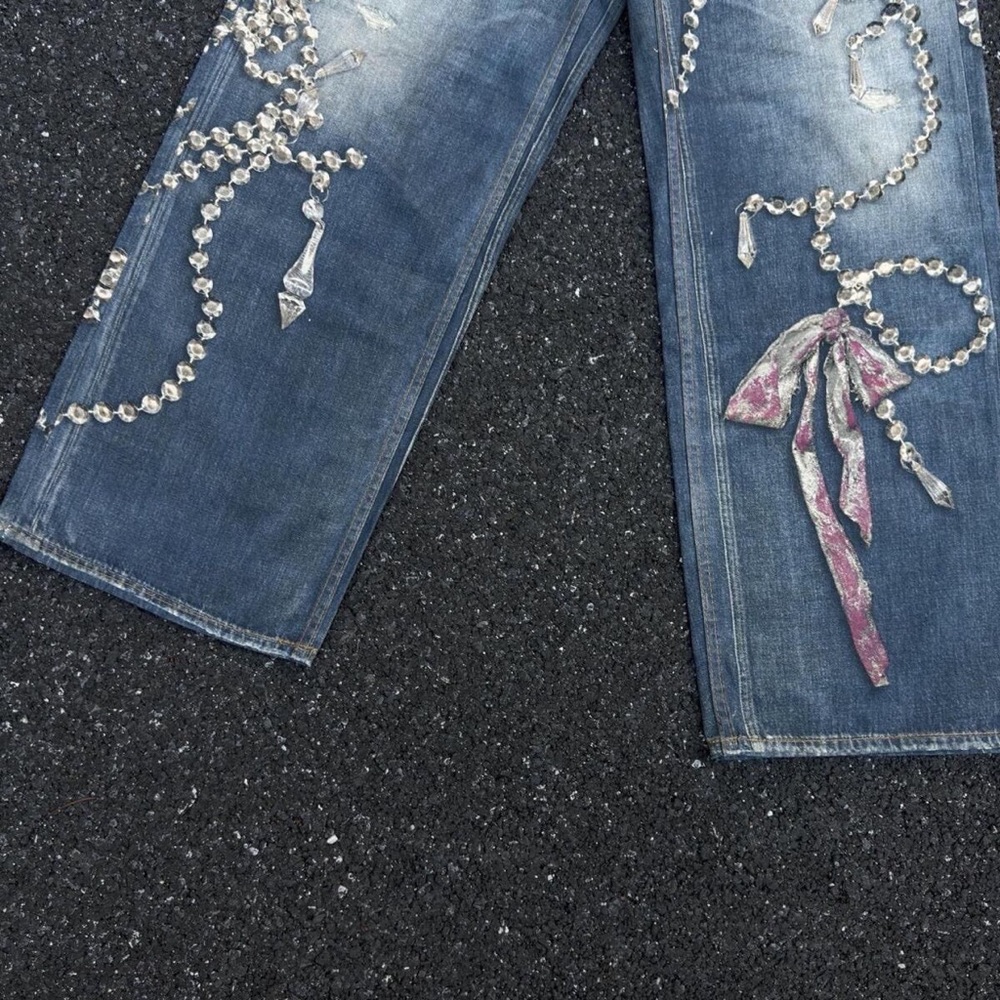 Acne Studios 3D printed crystal bow printed jeans - Picture 7 of 7